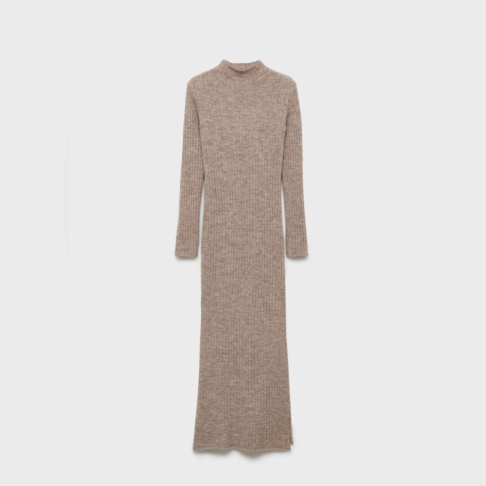 MANGO RIBBED KNIT DRESS WITH OPENING SIZE MEDIUM nwt
